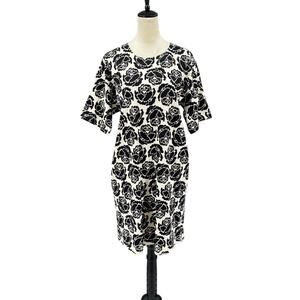 Tory Burch NWT M Rose Print Soft Knit Short Sleeve Cotton T-Shirt Dress